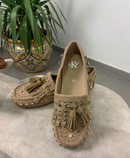 Mocassini indianini in camoscio con borchie e strass