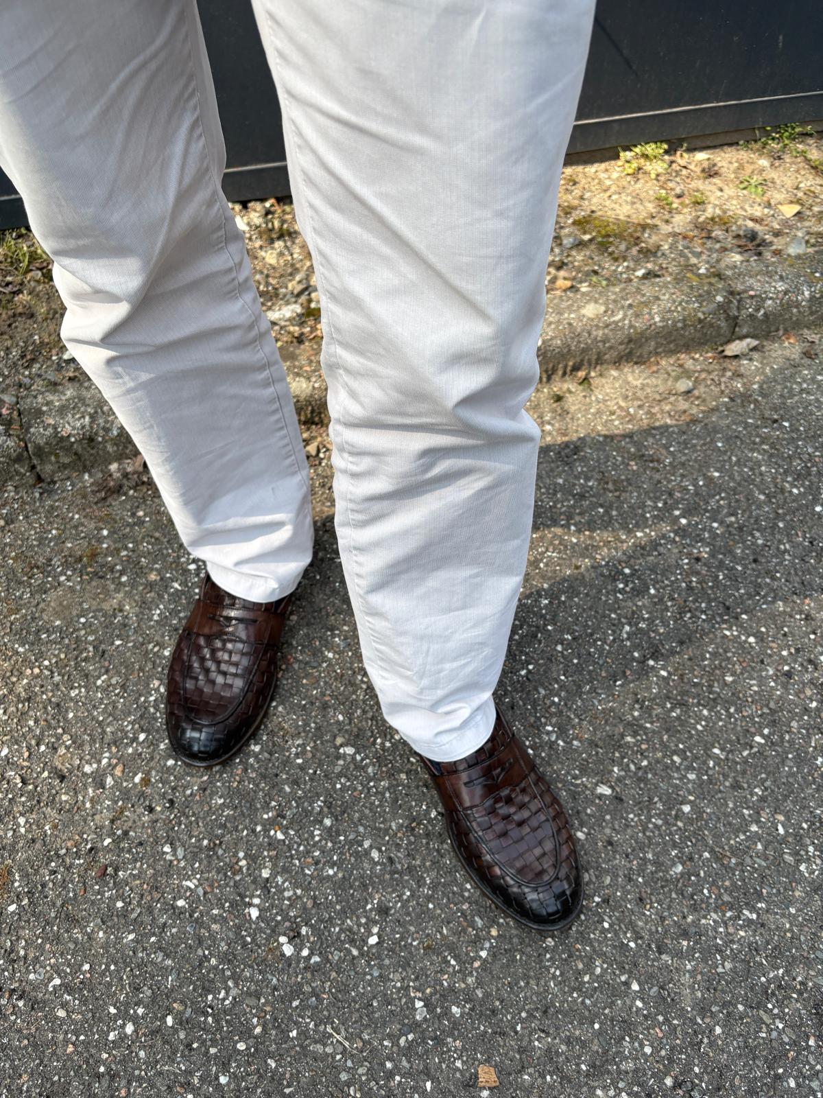 Men's Exton braided brown leather loafers