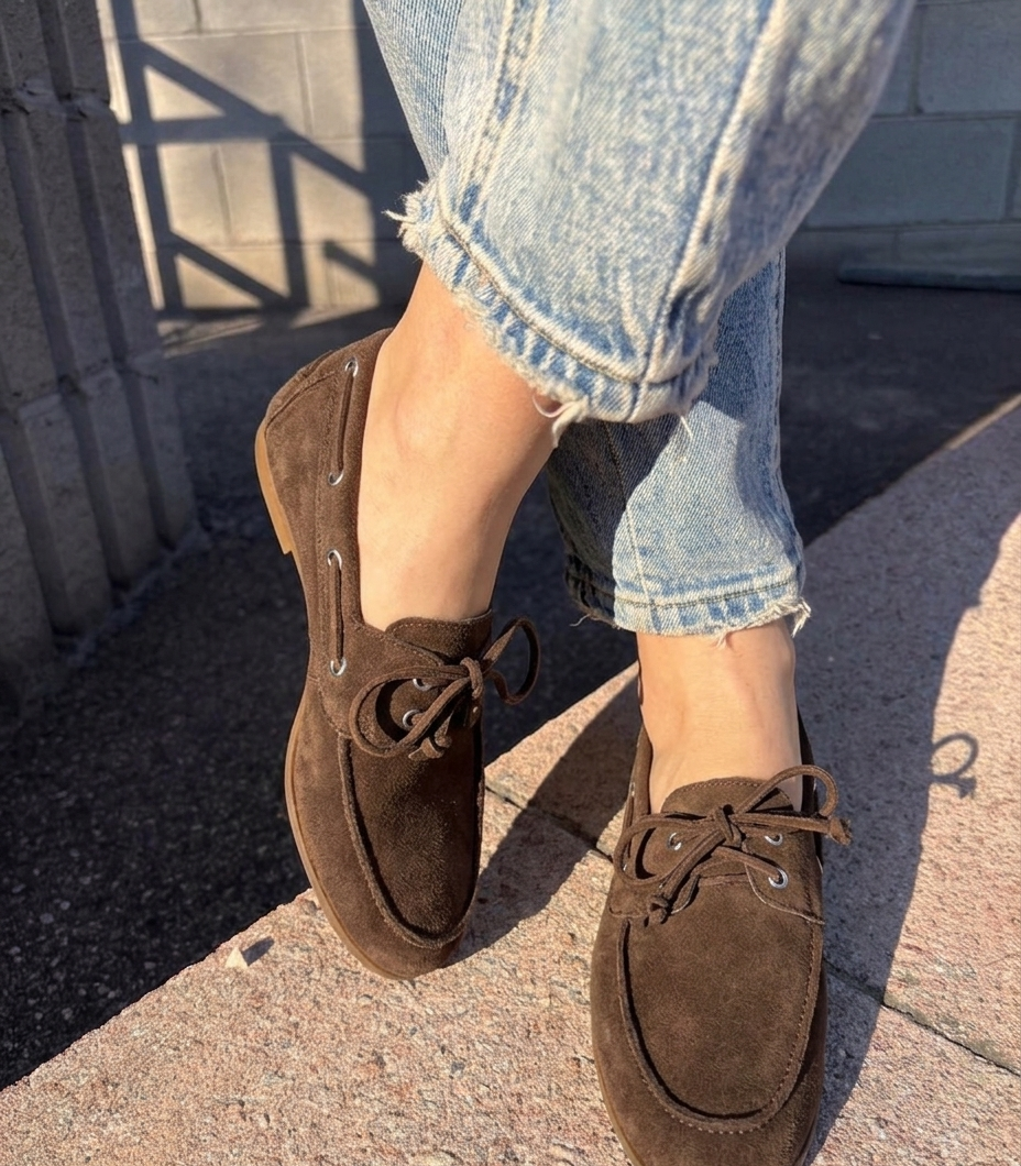 N6 Milano deck moccasins in dark brown suede
