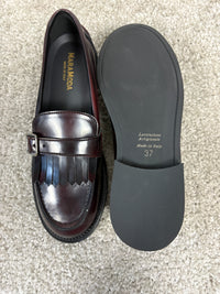 Mocassino bordeaux con frange e fibbia