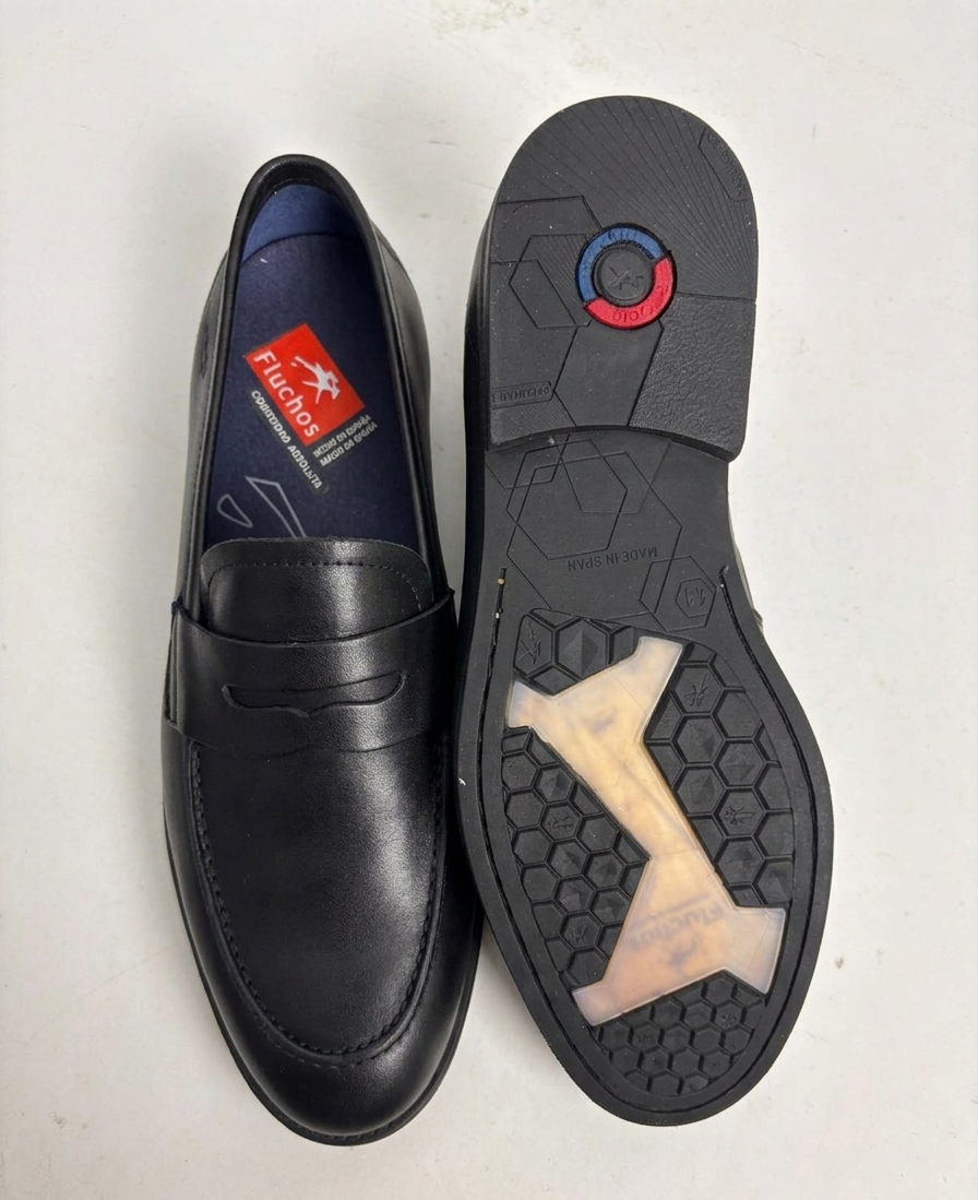 Men's black leather loafers
