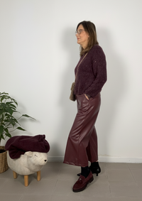 Pantalone in ecopelle a gamba larga