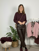 Pantalone in ecopelle a gamba larga