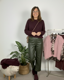 Pantalone in ecopelle a gamba larga