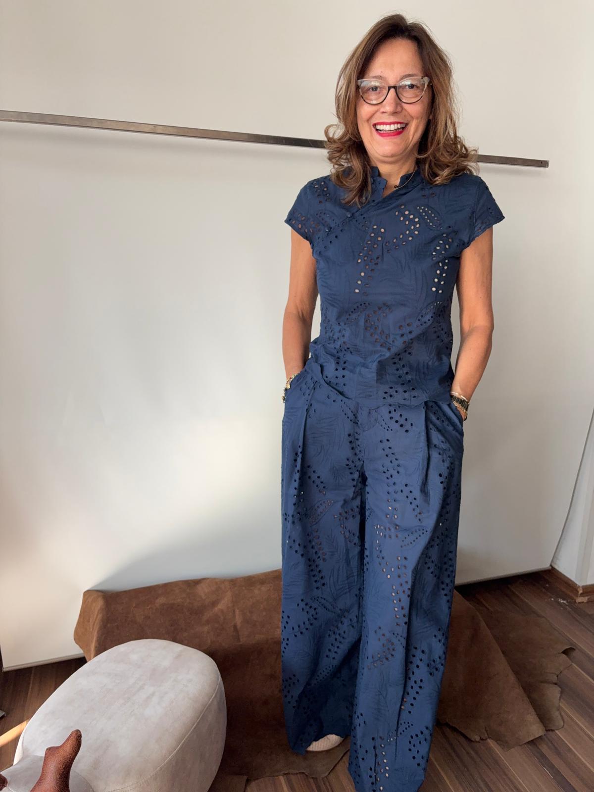 Pantalone in sangallo con elastico dietro