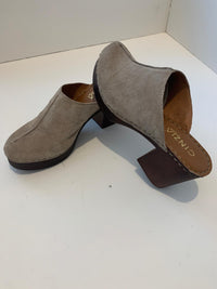 Cinzia Soft dove-grey suede heeled clogs