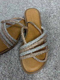 Sandalo gioiello con strass argento e nude