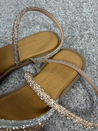 Sandalo gioiello con strass argento e nude