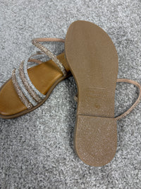 Sandalo gioiello con strass argento e nude