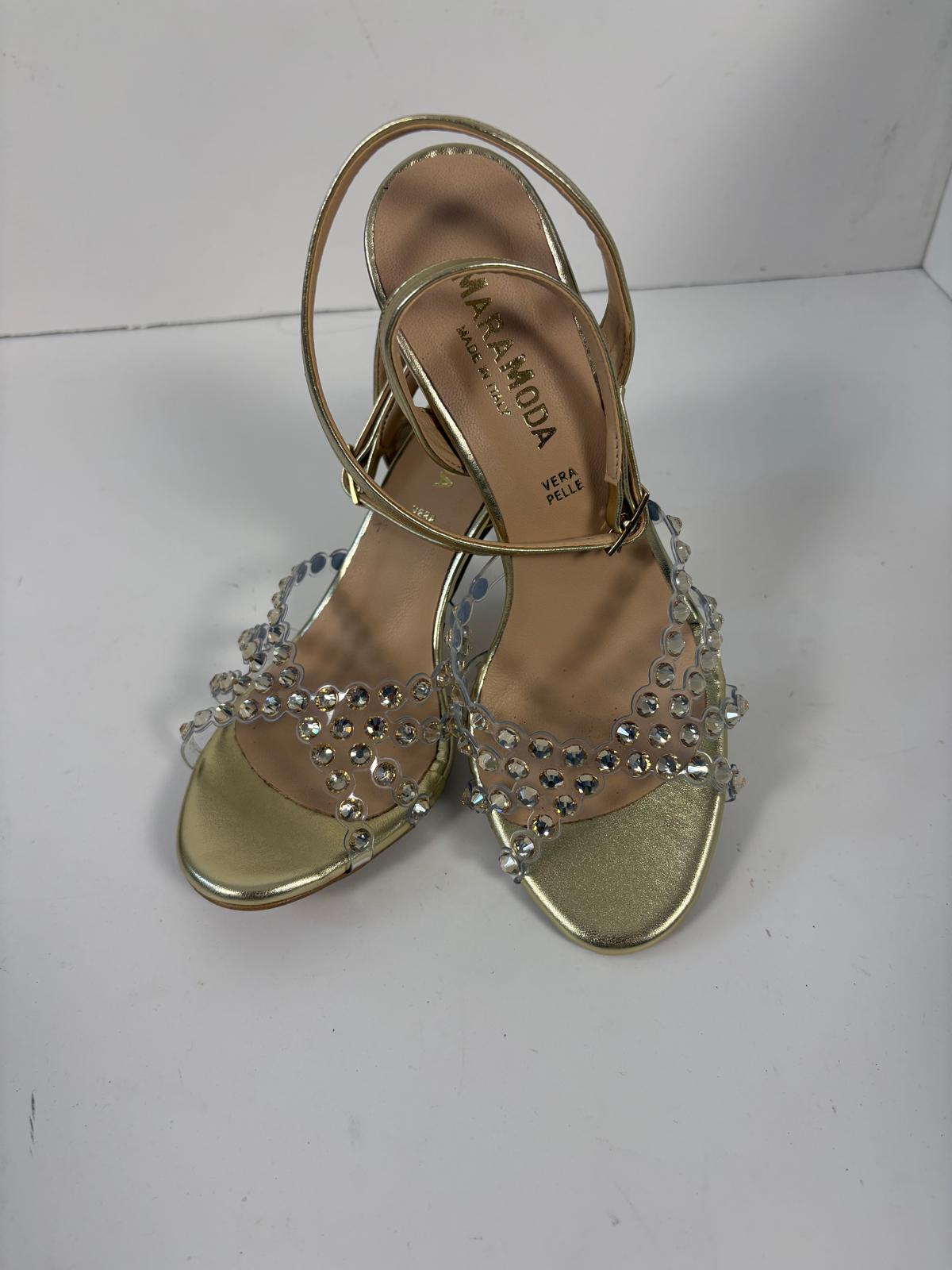 Sandalo platino con strass effetto nudo