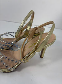 Sandalo platino con strass effetto nudo