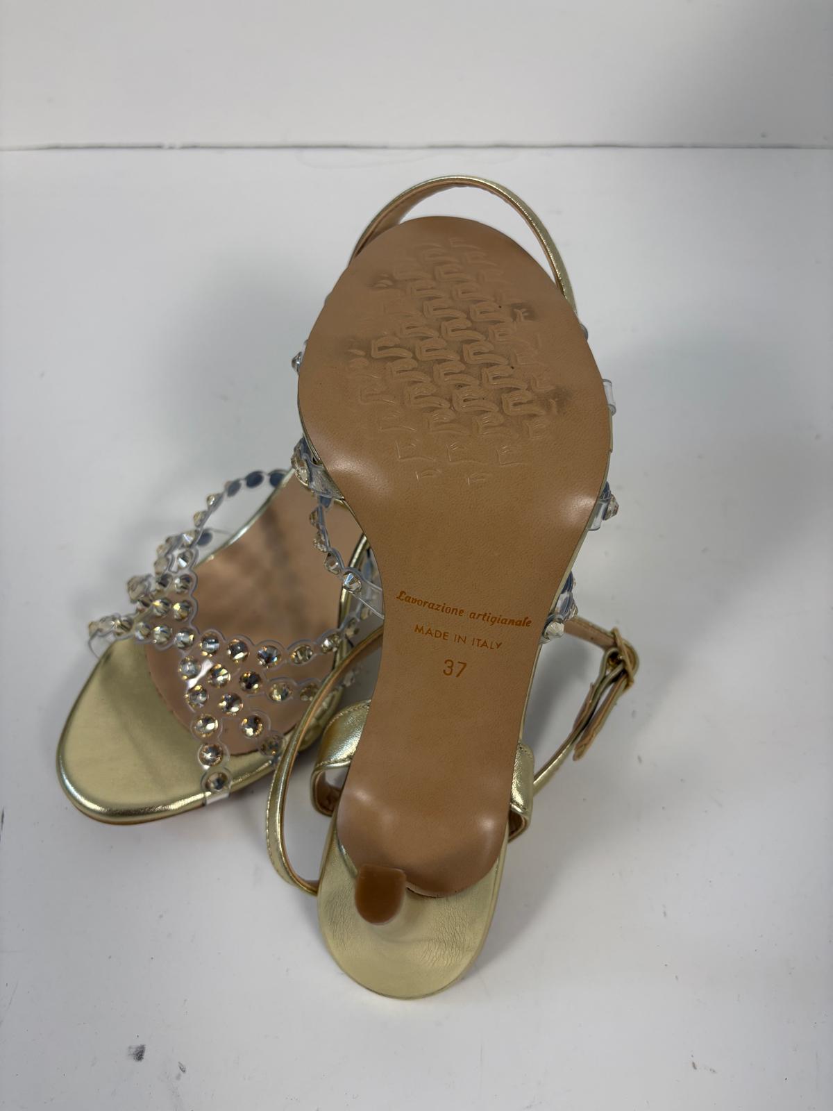 Sandalo platino con strass effetto nudo