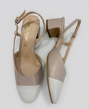 Slingback bicolor burro e nude con punta affusolata