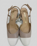 Slingback bicolor burro e nude con punta affusolata