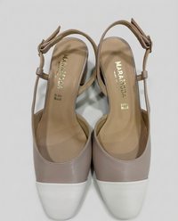 Slingback bicolor burro e nude con punta affusolata