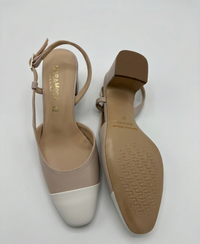 Slingback bicolor burro e nude con punta affusolata