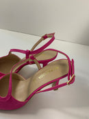 Slingback fucsia in rafia con cinturini sottili