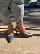 Slingback in nappa con tacco 7 cm