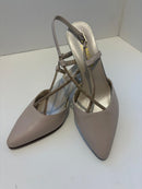 Slingback in pelle con cinturini strass