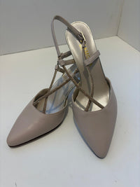 Slingback in pelle con cinturini strass
