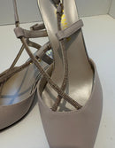 Slingback in pelle con cinturini strass