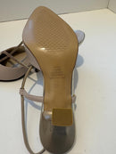 Slingback in pelle con cinturini strass