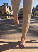 Slingback in pelle con cinturini strass