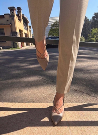 Slingback in pelle con cinturini strass