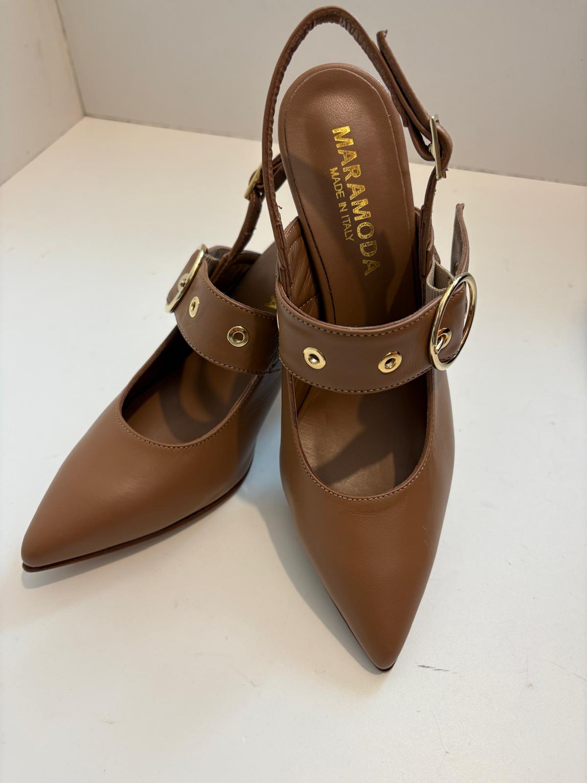 Slingback in pelle cuba noce con fibbia