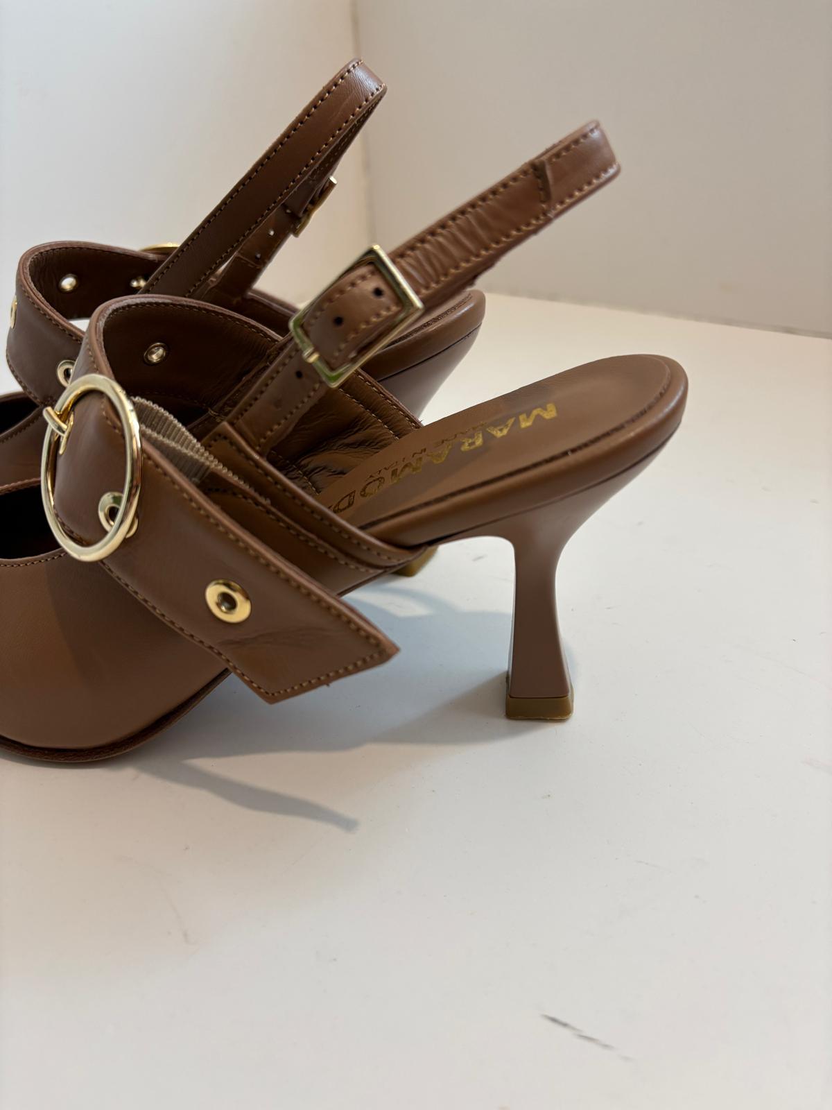 Slingback in pelle cuba noce con fibbia