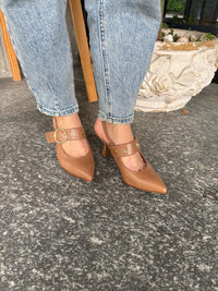 Slingback in pelle cuba noce con fibbia