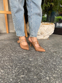 Slingback in pelle cuba noce con fibbia