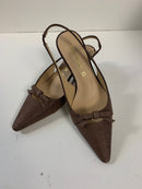 Slingback marrone in rafia intrecciata