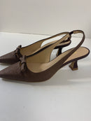 Slingback marrone in rafia intrecciata