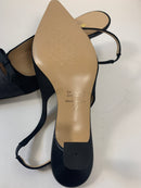 Slingback nera con punta effetto rafia