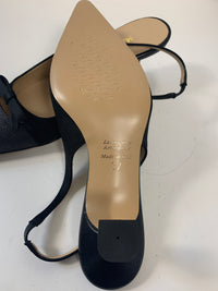 Slingback nera con punta effetto rafia
