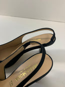 Slingback nera con punta effetto rafia
