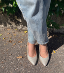 Slingback in tessuto con tacco largo