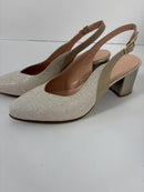 Slingback in tessuto con tacco largo