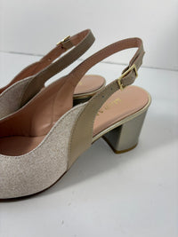 Slingback in tessuto con tacco largo