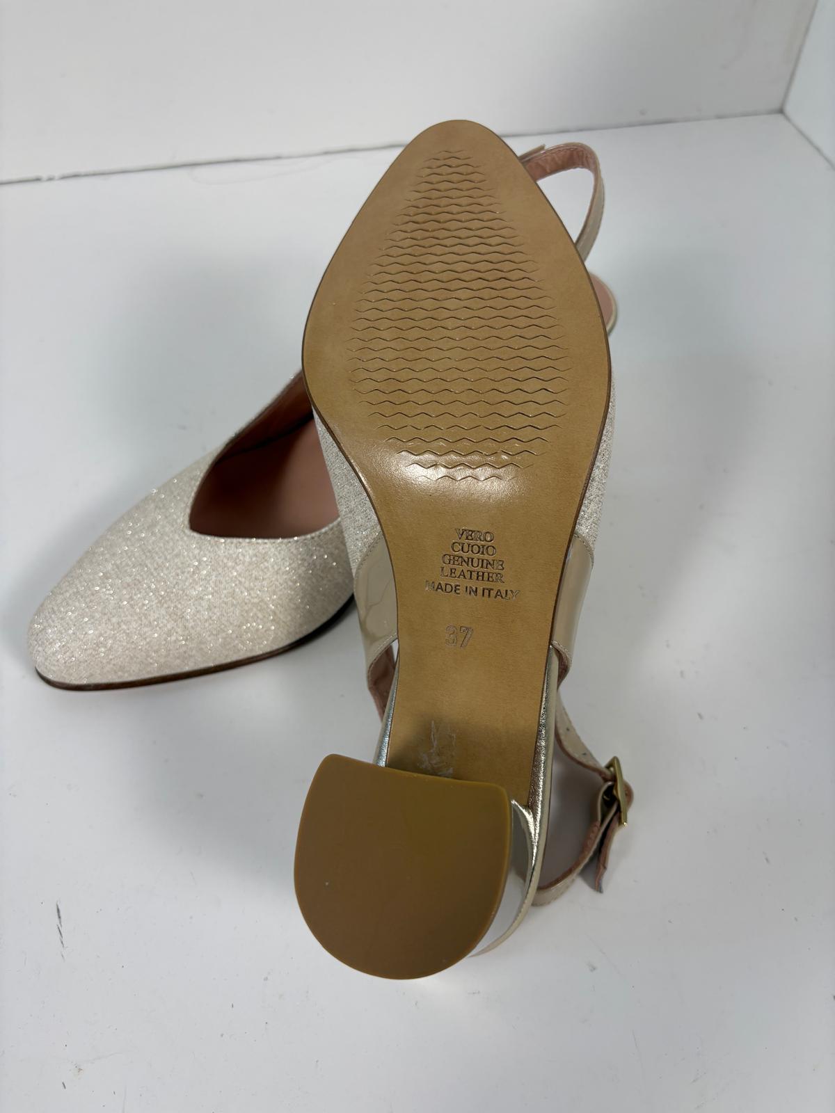 Slingback in tessuto con tacco largo