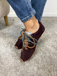 Sneaker Victoria Aster in camoscio bordeaux con doppio lancio