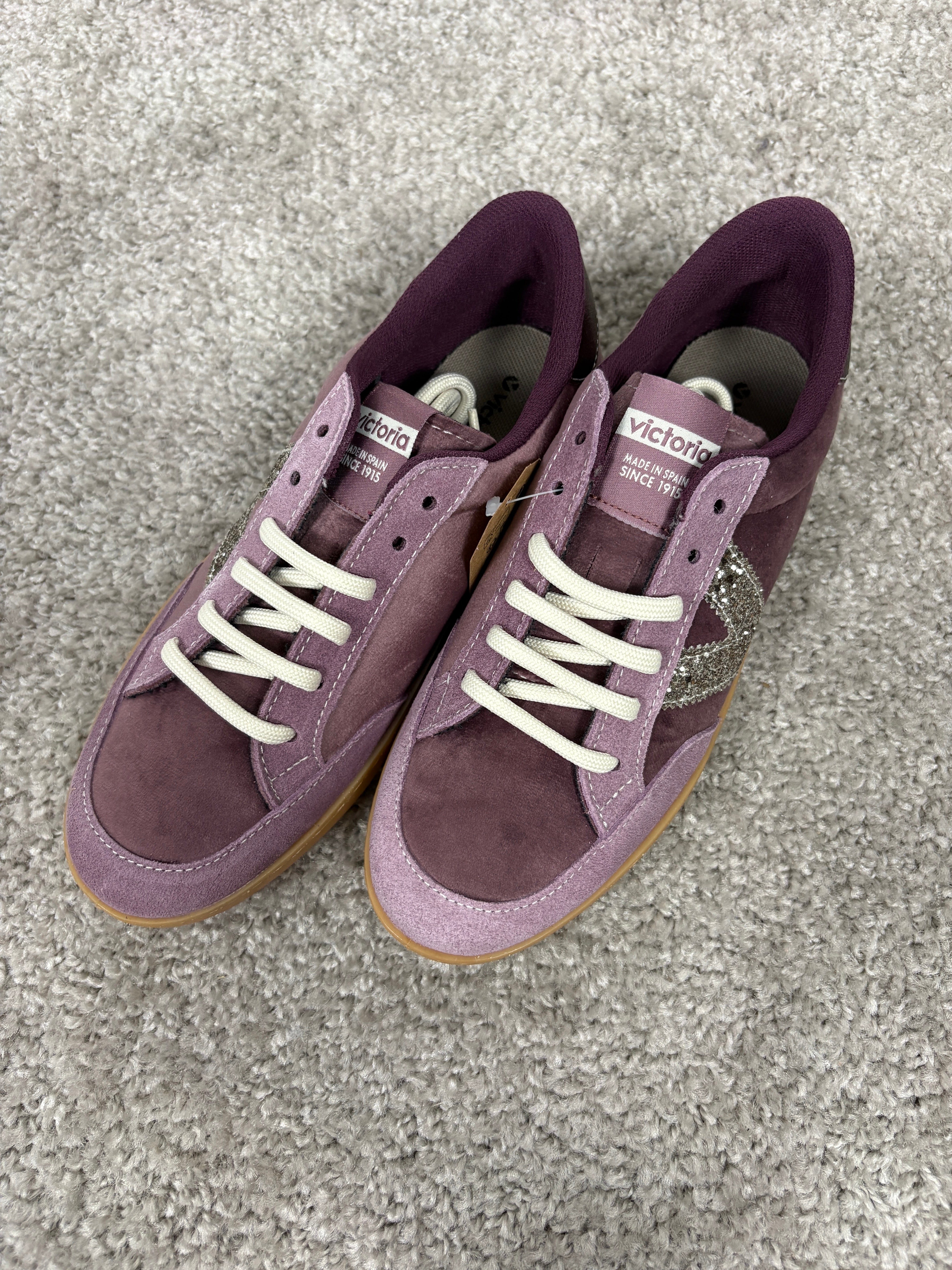 Sneaker Victoria Berlin Ciclista in velluto e camoscio con glitter