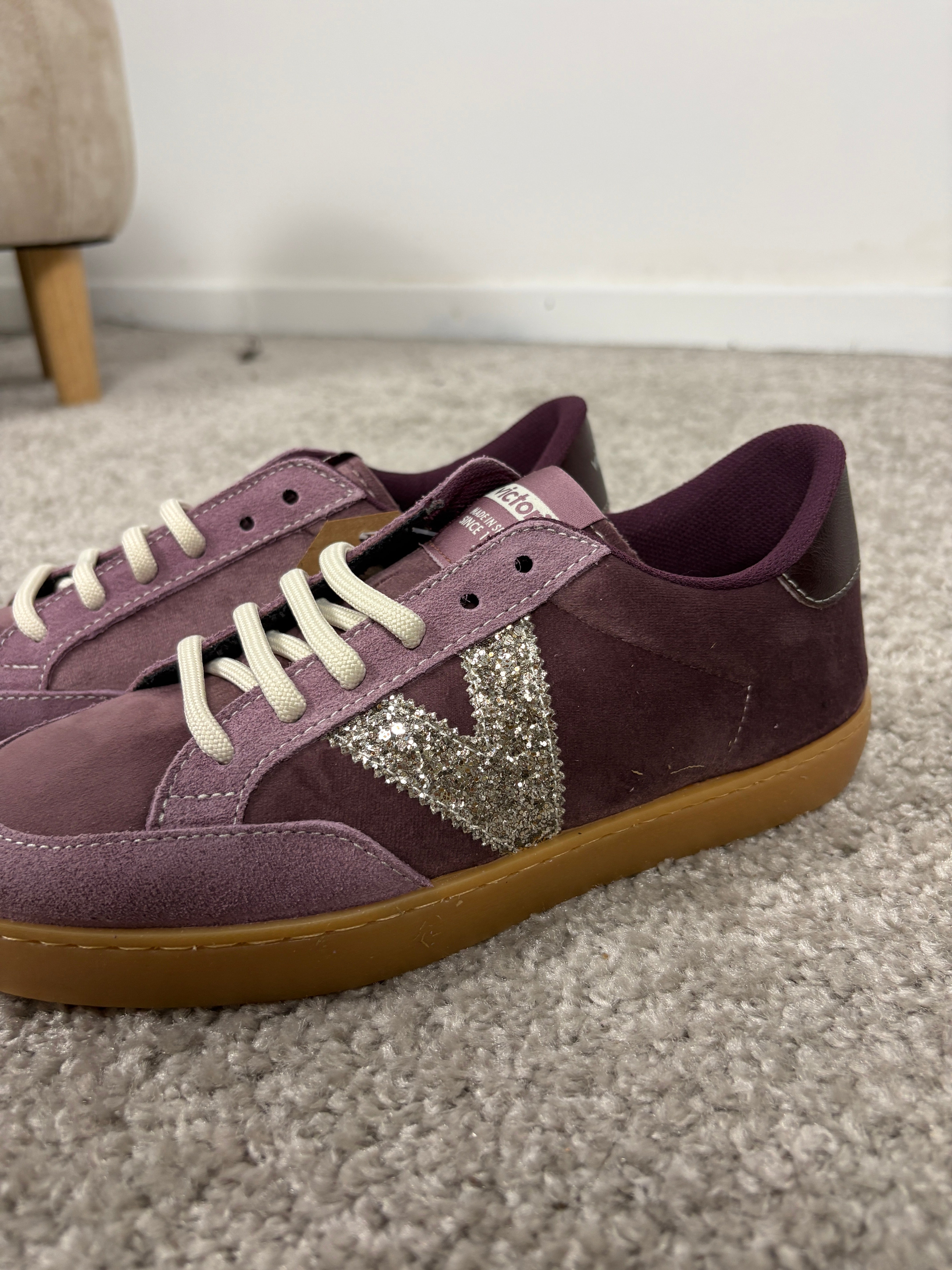 Sneaker Victoria Berlin Ciclista in velluto e camoscio con glitter