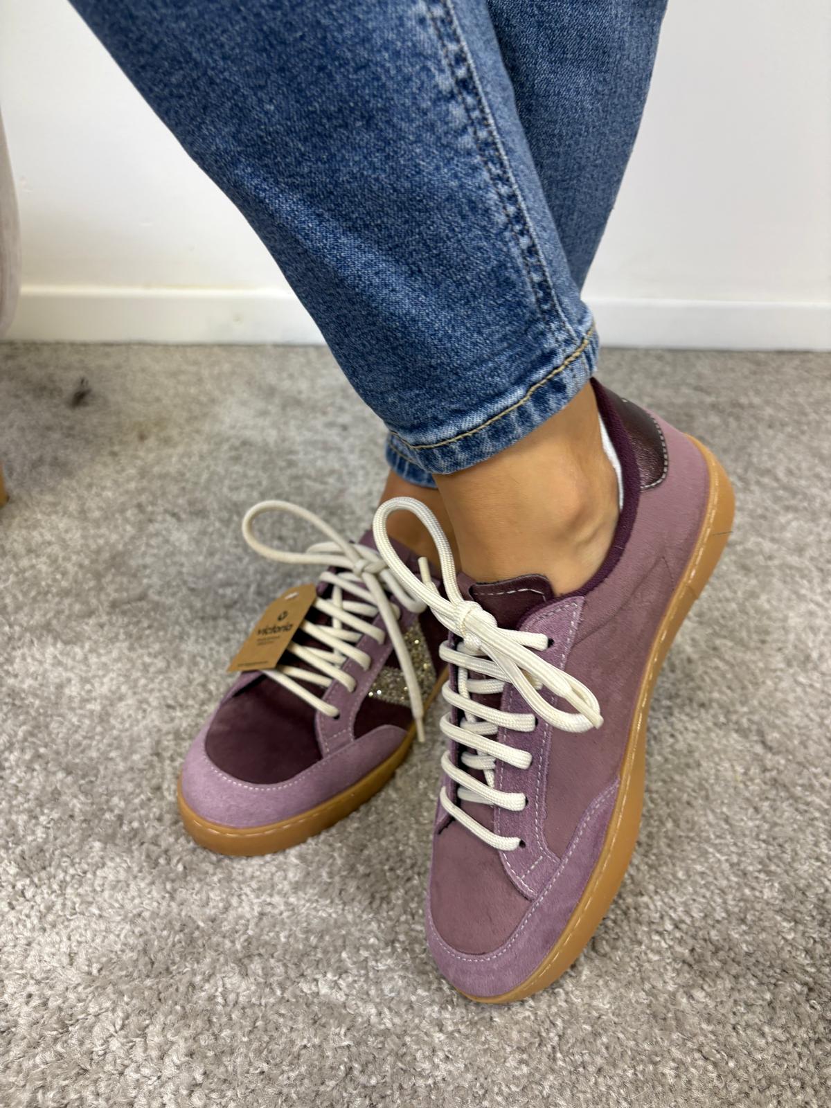 Sneaker Victoria Berlin Ciclista in velluto e camoscio con glitter