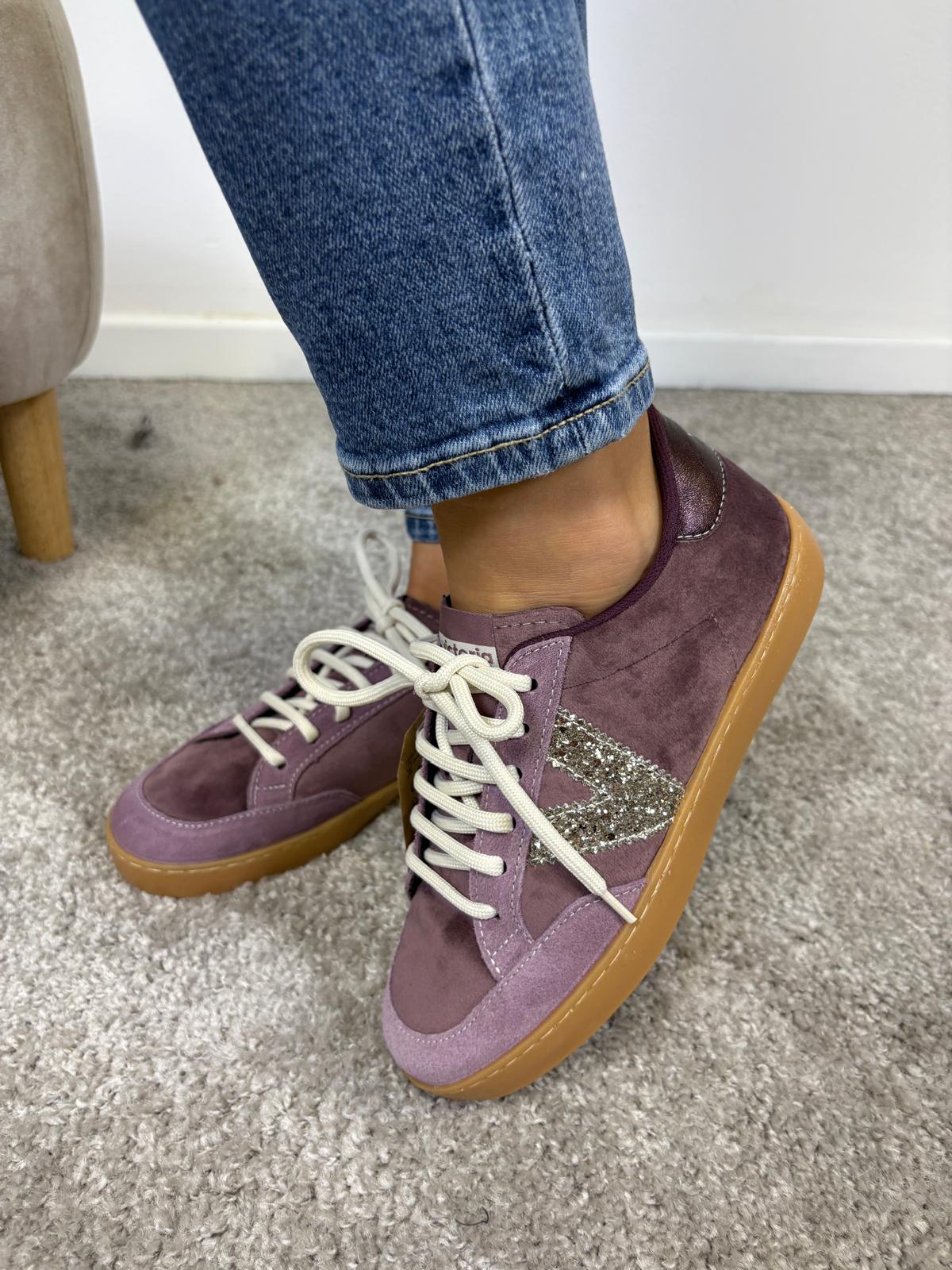 Sneaker Victoria Berlin Ciclista in velluto e camoscio con glitter