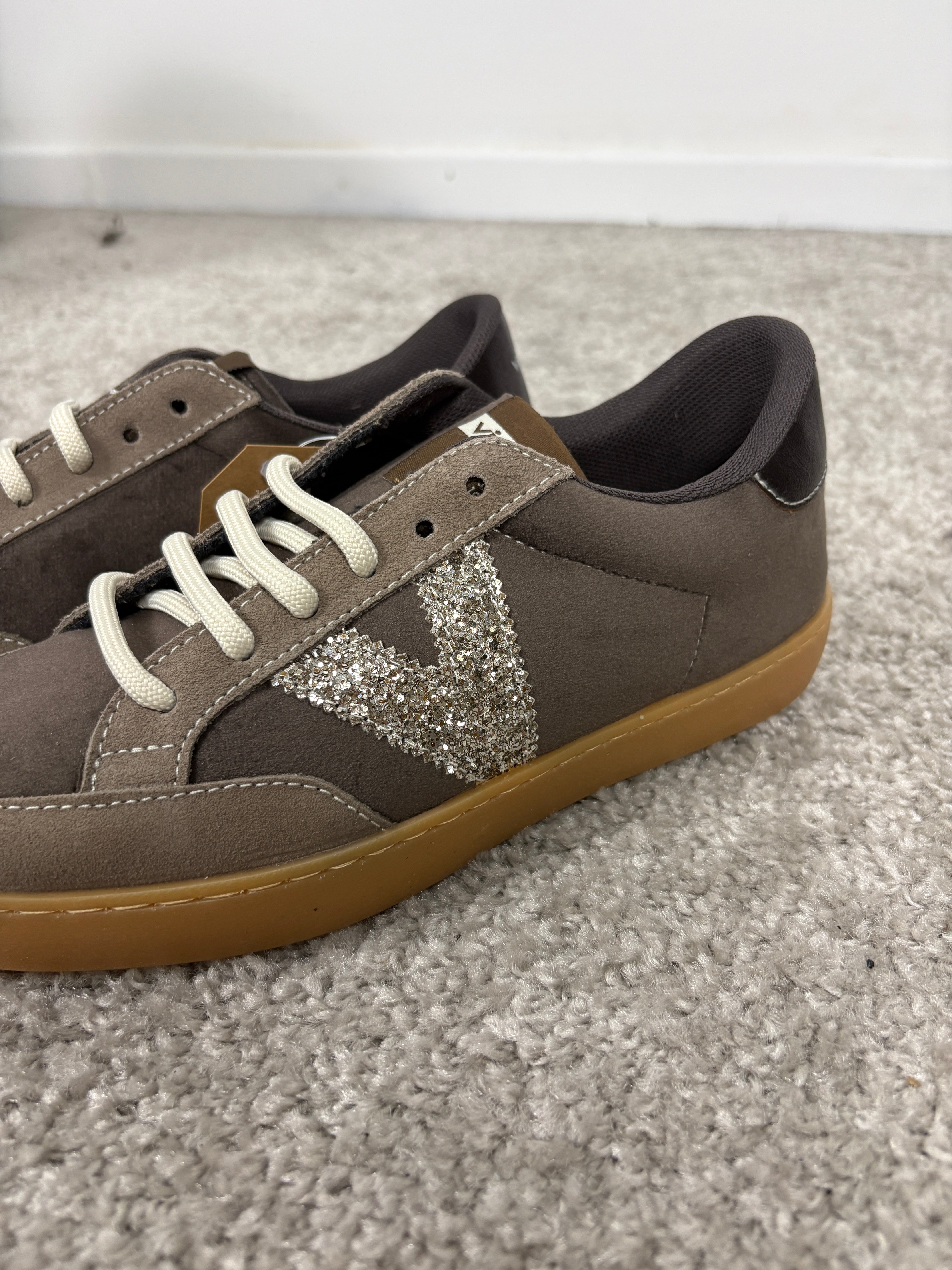 Sneaker Victoria Berlin Ciclista in velluto e camoscio con glitter