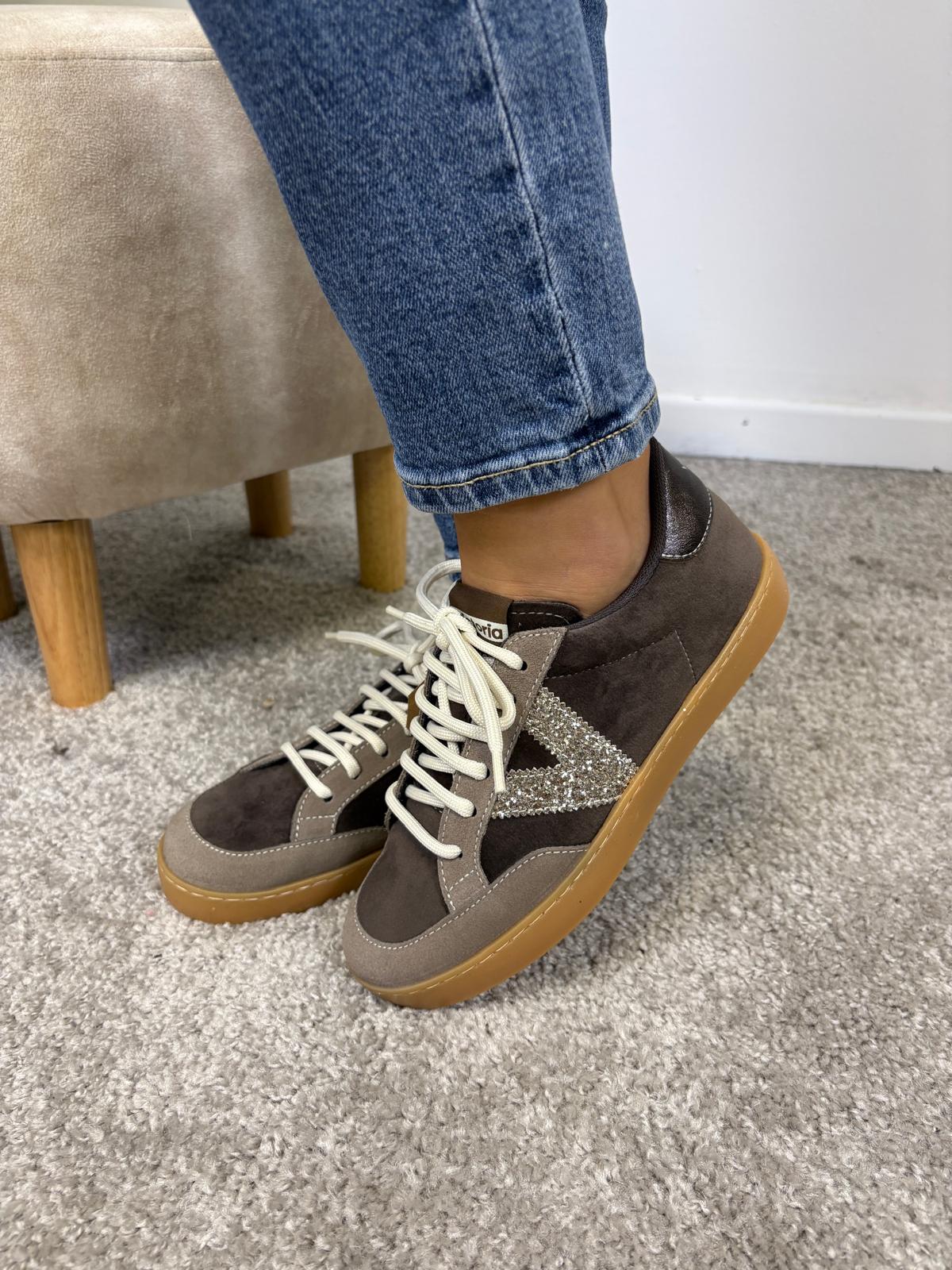 Sneaker Victoria Berlin Ciclista in velluto e camoscio con glitter