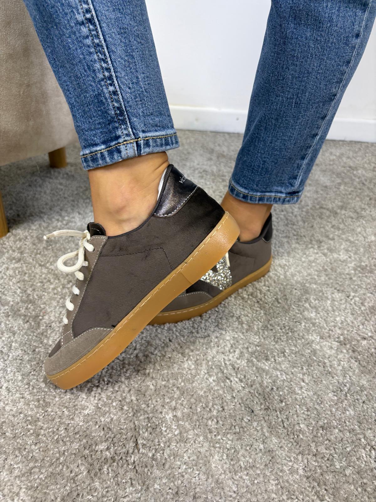 Sneaker Victoria Berlin Ciclista in velluto e camoscio con glitter