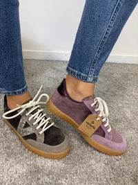 Sneaker Victoria Berlin Ciclista in velluto e camoscio con glitter